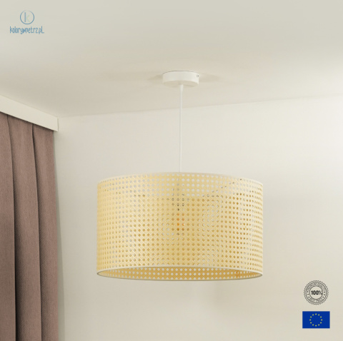 DUOLLA - lampa wisząca z abażurem w stylu boho ROLLER RATTAN, 45x25 cm słomkowa