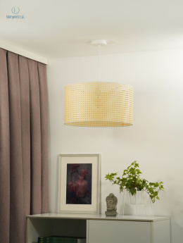 DUOLLA - lampa wisząca z abażurem w stylu boho ROLLER RATTAN, 45x25 cm słomkowa