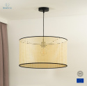 DUOLLA - lampa wisząca z abażurem w stylu boho ROLLER RATTAN, 45x25 cm słomkowa/czarna