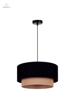DUOLLA - nowoczesna lampa wisząca z abażurem BOHO, 45x22 cm czarna/juta