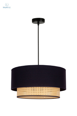 DUOLLA - nowoczesna lampa wisząca z abażurem BOHO, 45x22 cm czarny/rattan