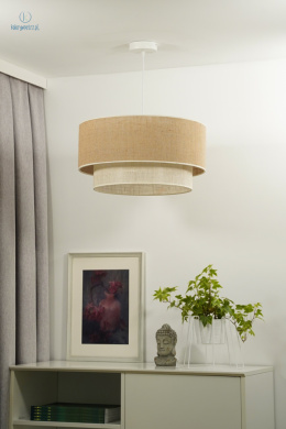 DUOLLA - nowoczesna lampa wisząca z abażurem BOHO, 45x22 cm juta beżowa/juta biała