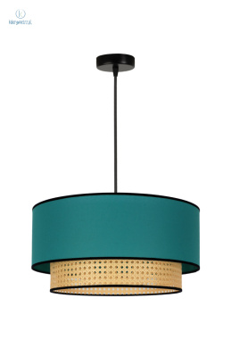 DUOLLA - nowoczesna lampa wisząca z abażurem BOHO, 45x22 cm morski/rattan