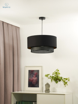 DUOLLA - nowoczesna lampa wisząca z abażurem BOHO, 45x22 cm rattan czarny