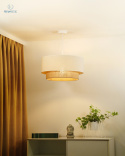DUOLLA - nowoczesna lampa wisząca z abażurem BOHO, 45x22 cm beżowa/juta