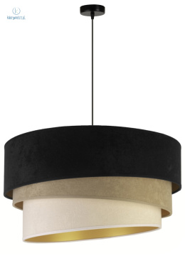 DUOLLA - nowoczesna lampa wisząca z abażurem TRIO DEVON, 45x25 cm czarna/beżowa/biała