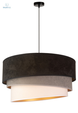DUOLLA - nowoczesna lampa wisząca z abażurem TRIO DEVON, 45x25 cm czarna/szara/biała