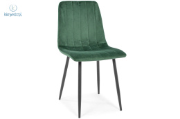 FERTONE - welurowe krzesło do salonu/jadalni SOFIA, zieleń butelkowa/czarny