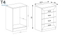JARSTOL - mała klasyczna komoda z 4 szufladami TADEUSZ T4, 63x90 cm, kolor dąb lefkas