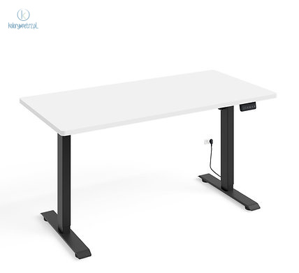 BIM FURNITURE - elektryczne biurko z regulacją wysokości BIMOTION L WHITE/BLACK 140x70 cm kolor biały mat/czarny mat